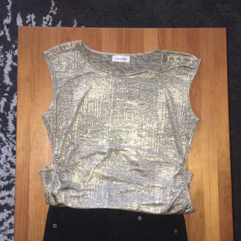 Gold Sleeveless - Ruched sides-CALVIN KLEIN- Sz SM